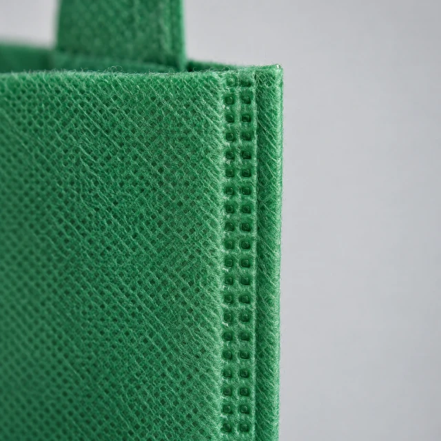 Close-up: machine sealed seams on a non woven bag